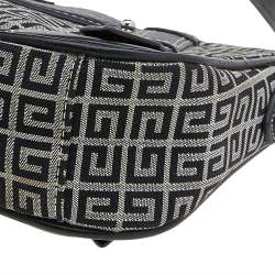 Pre Owned Givenchy Black Monogram Canvas And Leather Shoulder Bag