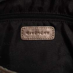 Pre Owned Givenchy Green/Brown Monogram Fabric and Leather Clasp Flap Hobo