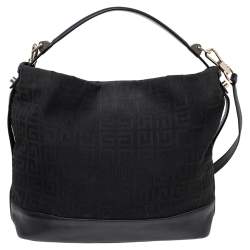 Pre Owned Givenchy Black Monogram Canvas and Leather Hobo