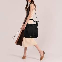 Pre Owned Givenchy Black Monogram Nylon and Patent Leather Metal Handle Hobo