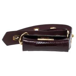 Pre Owned Givenchy Dark Burgundy Croc Embossed Leather Nano Eden Shoulder Bag