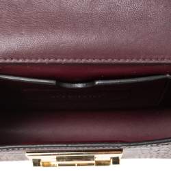 Pre Owned Givenchy Dark Burgundy Croc Embossed Leather Nano Eden Shoulder Bag