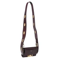 Pre Owned Givenchy Dark Burgundy Croc Embossed Leather Nano Eden Shoulder Bag