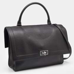 Pre Owned Givenchy Black Leather Shark Tooth Top Handle Bag