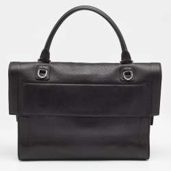 Pre Owned Givenchy Black Leather Shark Tooth Top Handle Bag