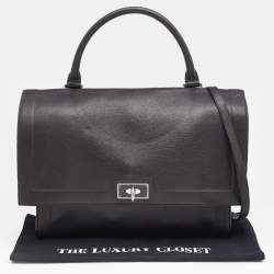 Pre Owned Givenchy Black Leather Shark Tooth Top Handle Bag