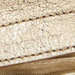 Pre Owned Givenchy Gold Crinkled Leather Cut Out Metal Handle Clutch