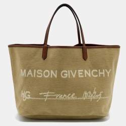 Pre Owned حقيبة يد جيفنشي شوبر أنتيجونا ميزون أتش دي جي جلد وكانفاس بنية /بيج 