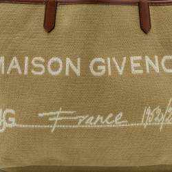 Pre Owned حقيبة يد جيفنشي شوبر أنتيجونا ميزون أتش دي جي جلد وكانفاس بنية /بيج 