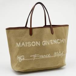 Pre Owned حقيبة يد جيفنشي شوبر أنتيجونا ميزون أتش دي جي جلد وكانفاس بنية /بيج 