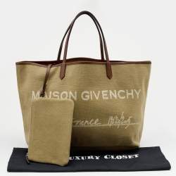 Pre Owned حقيبة يد جيفنشي شوبر أنتيجونا ميزون أتش دي جي جلد وكانفاس بنية /بيج 