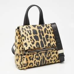 Pre Owned حقيبة جيفنشي باندورا بيور جلد طباعة فهد سوداء / صفراء بيد علوية صغيرة