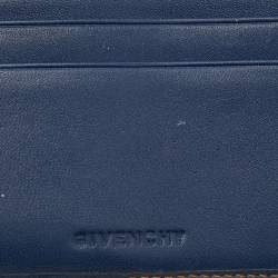 Pre Owned Givenchy Blue Denim an Leather Trifold Wallet