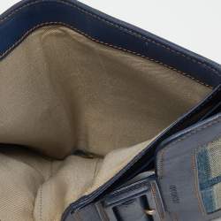 Pre Owned Givenchy Blue Denim an Leather Trifold Wallet