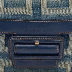 Pre Owned Givenchy Blue Denim an Leather Trifold Wallet