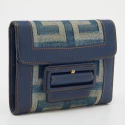Pre Owned Givenchy Blue Denim an Leather Trifold Wallet