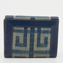 Pre Owned Givenchy Blue Denim an Leather Trifold Wallet
