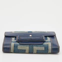 Pre Owned Givenchy Blue Denim an Leather Trifold Wallet