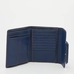 Pre Owned Givenchy Blue Denim an Leather Trifold Wallet