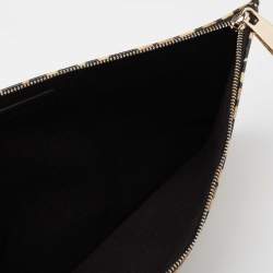 Pre Owned Givenchy Brown/Black Leopard Print Coated Canvas Zip Clutch