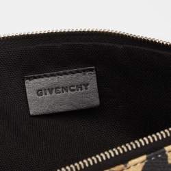 Pre Owned Givenchy Brown/Black Leopard Print Coated Canvas Zip Clutch