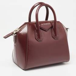 Pre Owned حقيبة ساتشل جيفنشي أنتيجونا جلد عنابي لامع صغيرة