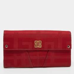 Givenchy Red Canvas Continental Wallet