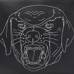 Pre Owned Givenchy Black Rottweiler Line Printed Leather Zip Pouch