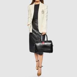 Pre Owned Givenchy Black Leather Medium Lucrezia Star Boston Bag