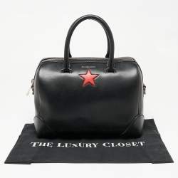 Pre Owned Givenchy Black Leather Medium Lucrezia Star Boston Bag