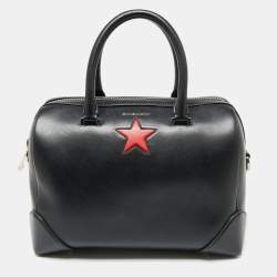 Pre Owned Givenchy Black Leather Medium Lucrezia Star Boston Bag
