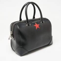Pre Owned Givenchy Black Leather Medium Lucrezia Star Boston Bag