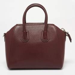 Pre Owned Givenchy Burgundy Leather Mini Antigona Satchel