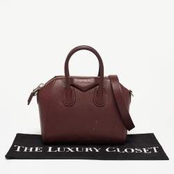 Pre Owned Givenchy Burgundy Leather Mini Antigona Satchel