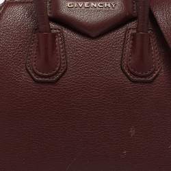 Pre Owned Givenchy Burgundy Leather Mini Antigona Satchel