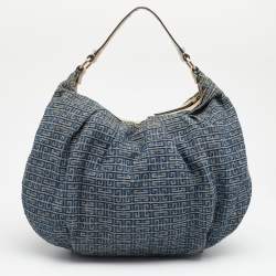 Pre Owned Givenchy Blue Monogram Canvas Hobo