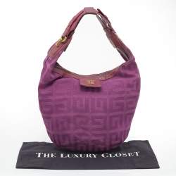 Pre Owned Givenchy Purple Monogram Canvas and Leather Hobo