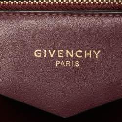 Pre Owned حقيبة يد جيفنشي بوند كانفاس عنابي / رصاصي طبعة شعار 