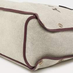 Pre Owned حقيبة يد جيفنشي بوند كانفاس عنابي / رصاصي طبعة شعار 