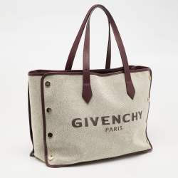 Pre Owned حقيبة يد جيفنشي بوند كانفاس عنابي / رصاصي طبعة شعار 