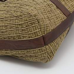 Pre Owned Givenchy Green/Brown Monogram Canvas and Leather Tote