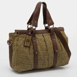 Pre Owned Givenchy Green/Brown Monogram Canvas and Leather Tote