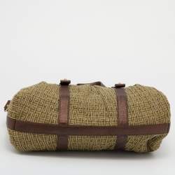 Pre Owned Givenchy Green/Brown Monogram Canvas and Leather Tote