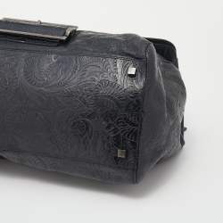 Givenchy Black Paisley Embossed Leather Top Handle Bag