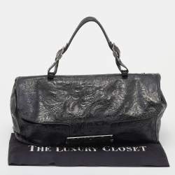 Givenchy Black Paisley Embossed Leather Top Handle Bag