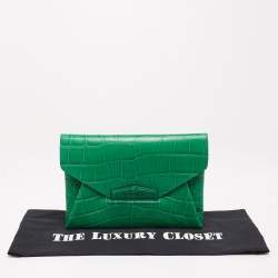 Pre Owned حقيبة كلتش جيفنشي مظروف أنتيغونا  جلد نقشة تمساح أخضر متوسطة