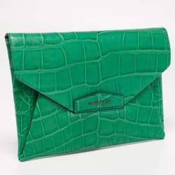 Pre Owned حقيبة كلتش جيفنشي مظروف أنتيغونا  جلد نقشة تمساح أخضر متوسطة