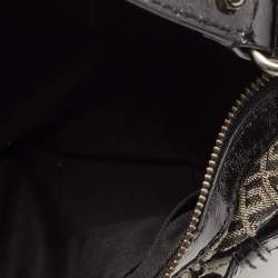 Pre Owned Givenchy Metallic/Black Monogram Canvas And Patent Leather Hobo