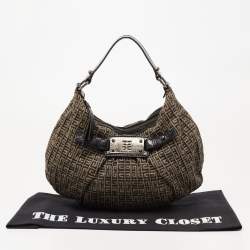 Pre Owned Givenchy Metallic/Black Monogram Canvas And Patent Leather Hobo
