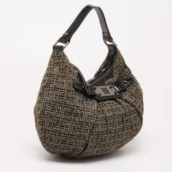 Pre Owned Givenchy Metallic/Black Monogram Canvas And Patent Leather Hobo